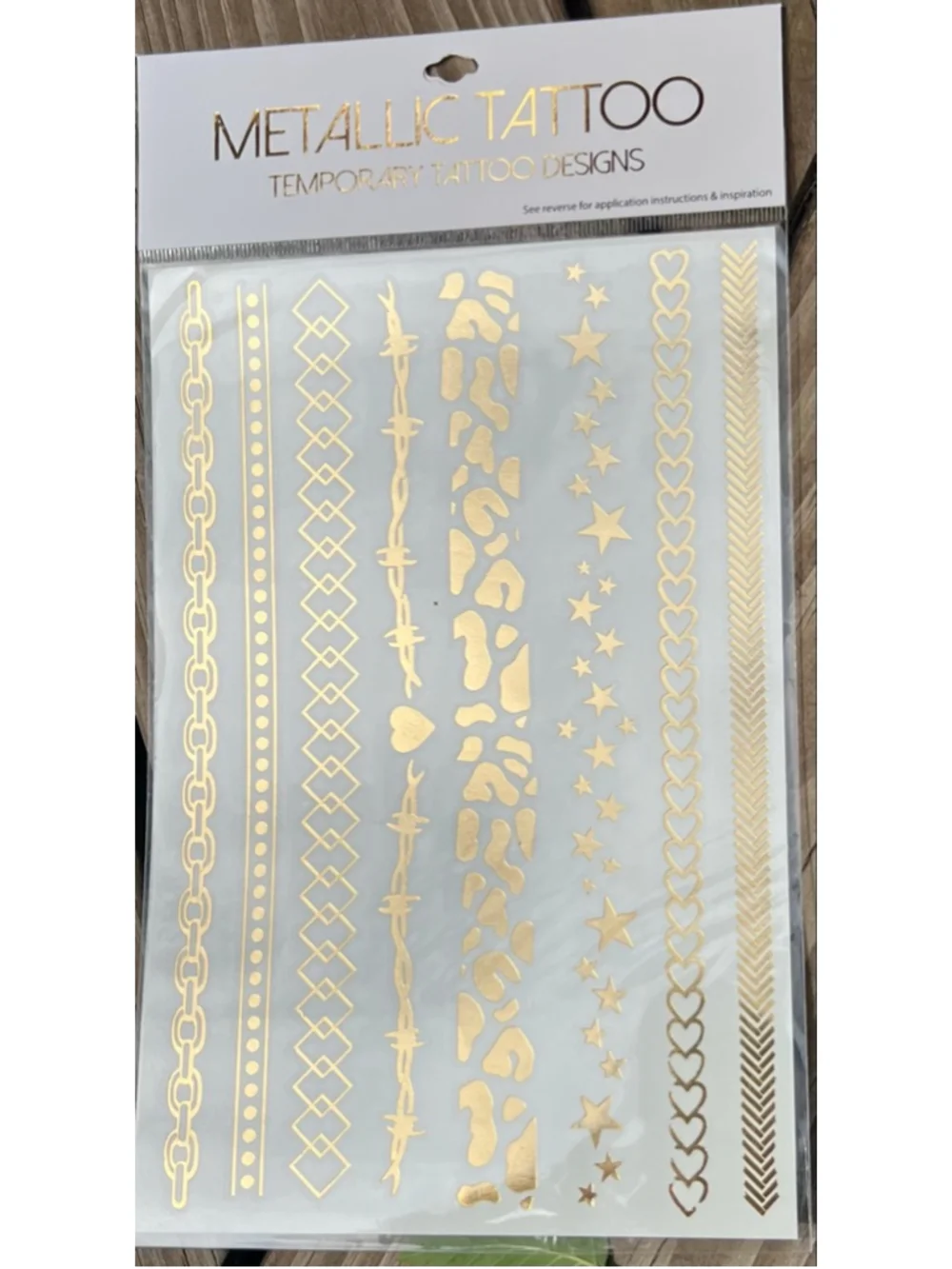 Temporary Metallic Tattoo Designs Gold Silver lot of 8 sheets